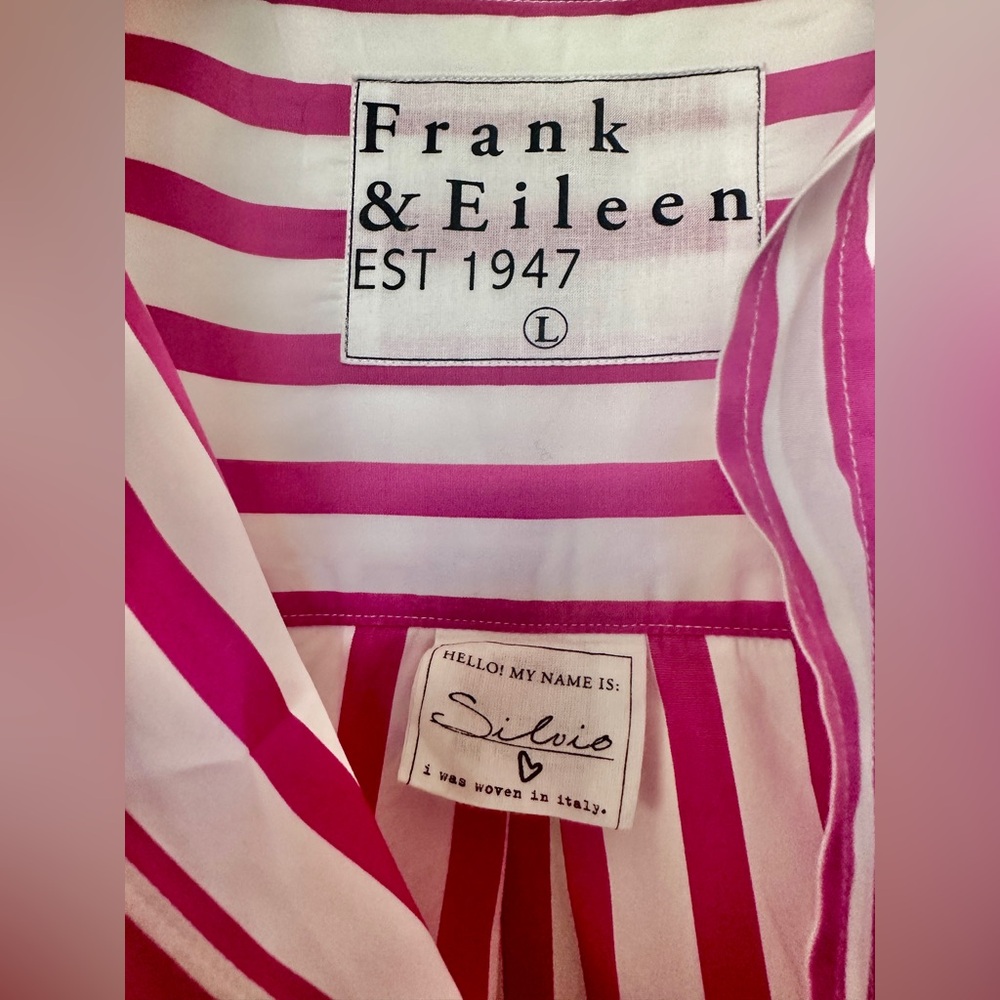 Frank & Eileen Pink and White Striped Button-Up Shirt - Picture 2 of 7